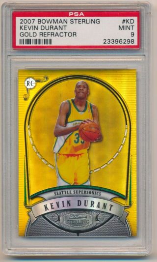 Kevin Durant 2007 - 08 Topps Bowman Sterling Gold Refractor Rc 75/99 Psa 9 A4