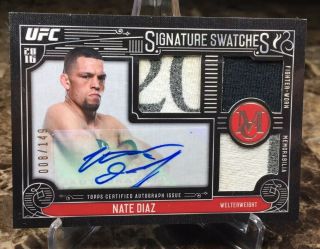 2016 Topps Ufc/museum Nate Diaz (8/149) (triple Relic) Auto Swatch Card