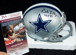 Bob Lilly " Hof 80 " Signed Dallas Cowboys Mini Helmet,  Jsa Wpp091599
