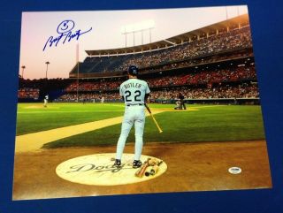 Brett Butler Signed Los Angeles Dodgers Baseball 16x20 Photo PSA 4A88430 2