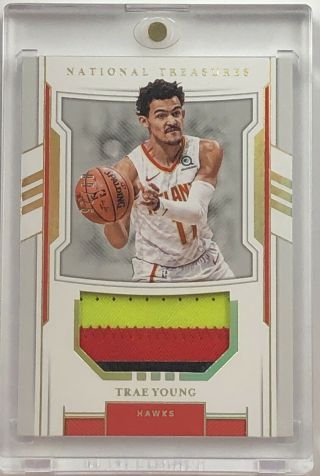 2018 - 19 National Treasures Trae Young Prime Rc Jersey 3 Color Patch D 09/25