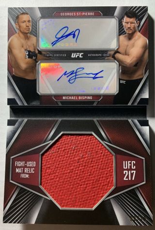 2019 Topps Ufc Knockout Georges St Pierre Michael Bisping Auto Mat Ufc 217 3/10
