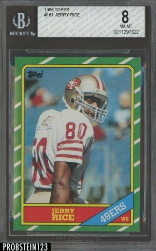 1986 Topps 161 Jerry Rice San Francisco 49ers Rc Rookie Hof Bgs 8