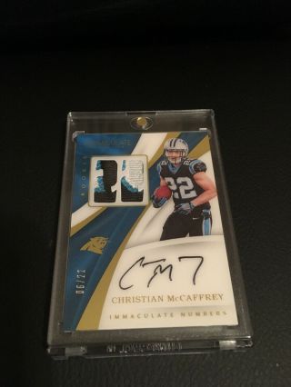 2017 Immaculate Christian Mccaffrey Rookie Numbers On Card Auto Patch Ssp 6/22