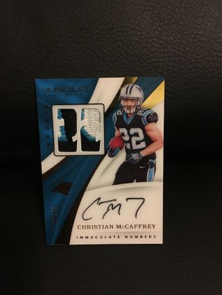 2017 IMMACULATE CHRISTIAN McCAFFREY ROOKIE NUMBERS ON CARD AUTO PATCH SSP 6/22 4