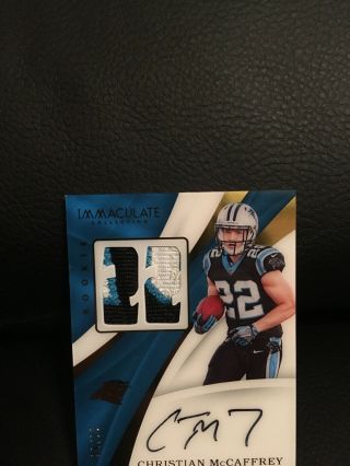 2017 IMMACULATE CHRISTIAN McCAFFREY ROOKIE NUMBERS ON CARD AUTO PATCH SSP 6/22 7