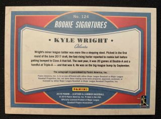 2019 Leather And Lumber Kyle Wright Red White Blue Rookie Auto One Of One 1/1 3