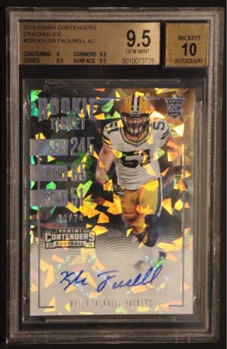 Kyler Fackrell 2016 Panini Contenders Cracked Ice Rc Auto 11/24 Bgs 9.  5 Packers