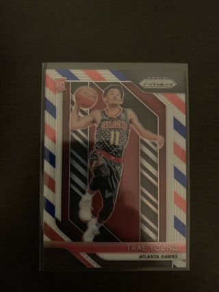 2018 - 19 Trae Young Prizm Red White And Blue Rc Rookie Hawks
