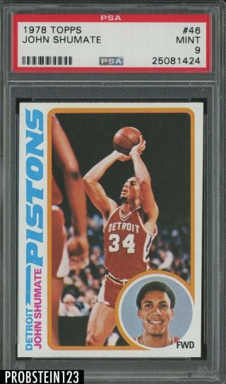 1978 Topps Basketball 46 John Shumate Detroit Pistons Psa 9