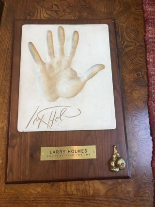 Larry Holmes World Champ Autographed Hand Print Plaque