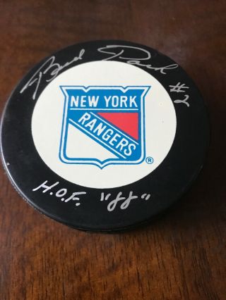 Brad Park York Rangers Official Game Puck Autographed With Hof 88