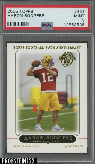 2005 Topps 431 Aaron Rodgers Green Bay Packers Rc Rookie Psa 9