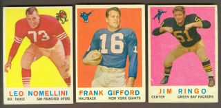 1959 Topps Football Starter Set (73 Cards) Ex To Ex - Mt (centered) W/ 20 Gifford