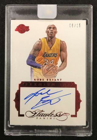 2015 - 16 Panini Flawless Kobe Bryant Red Auto Autograph Lakers 6/15 (sr) Smudged
