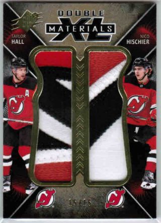 18/19 Ud Spx Taylor Hall Nico Hischier Double Xl Materials Patch 15/15 Nj Devils