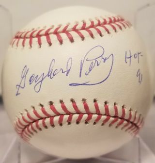 Gaylord Perry Signed Baseball Omlb Hof Inscription Tristar