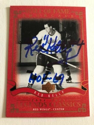 2004/05 Ud Legends Classics Red Kelly Signed Card Detroit Red Wings Hof 1969