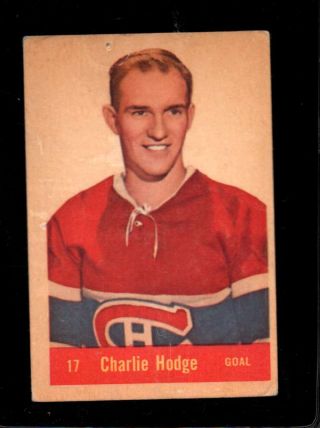 1957 - 58 Parkhurst M17 Charlie Hodge Good (hole) Canadiens Set Break Dsr3502