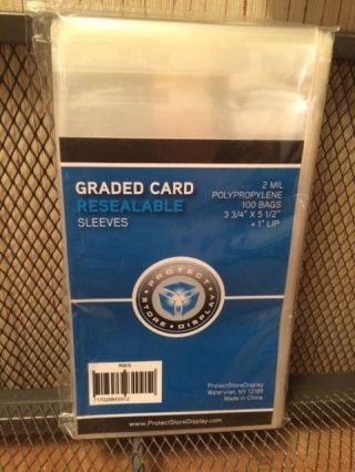 Psa Graded Card Poly Bags 100 Sleeves 3 3/4 X 5 1/2 Also Bgs Beckett Sgc Slabs