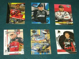 (6) Autographed Nascar Trading Cards - Newman,  Johnson,  Rudd,  Lester & More