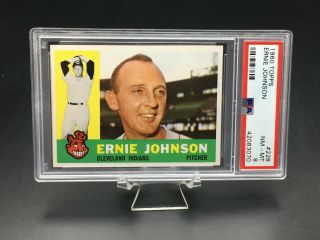 1960 Topps Baseball Ernie Johnson Psa Nm - Mt 8 228 Cleveland Indians Set Break