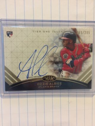 2018 Topps Tier One Ozzie Albies Rc Rookie Auto 249/295 Braves