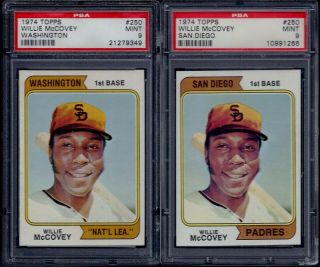 Psa 9 1974 Topps 250 Willie Mccovey San Diego Padres Hof Common Variation Only