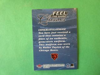 2000 Fleer Feel The Game Classics Walter Payton Game Jersey Card 2