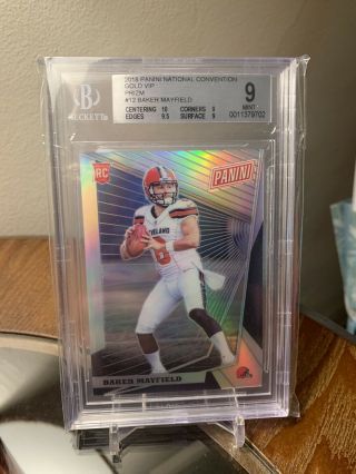 Baker Mayfield 2018 Panini National Convention Gold Pack Prizm /99 Bgg 9.  0