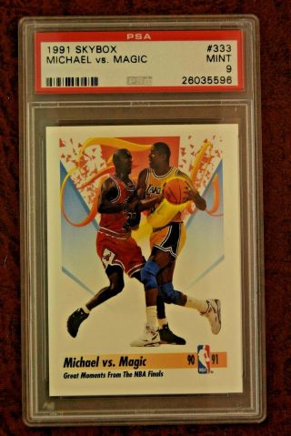 Graded Basketball Card 1991 Skybox Magic Johnson Vs Michael Jordan Psa 9