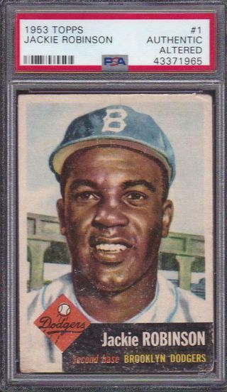 1953 Topps Baseball Card 1 Jackie Robinson Brooklyn Dodgers Hof Psa A
