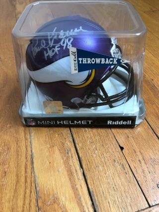 Paul Krause Minnesota Vikings Signed Autographed Mini Helmet Iowa Hof