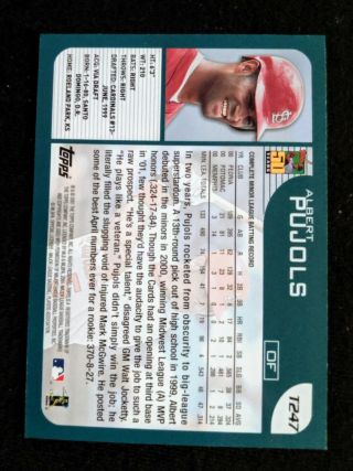 2001 Topps Traded Albert Pujols ROOKIE RC T247 2