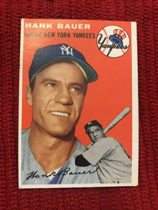 1954 Topps Baseball Card 130 Hank Bauer Yankees Slight Oc Set Break No Resv