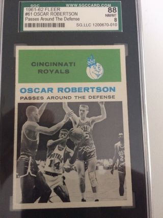 1961 Fleer Basketball Oscar Robertson Rookie Rc,  In Action 61 Sgc 88 Near