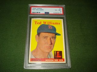 1958 Topps Ted Williams Baseball Card,  Psa 6,  Ex -,  Card 1,  Dead Centered