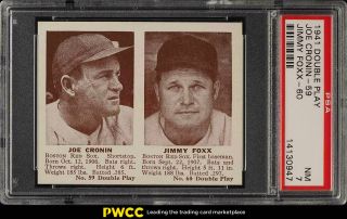 1941 Double Play Joe Cronin & Jimmy Foxx 59/60 Psa 7 Nrmt (pwcc)