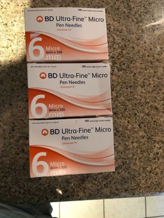 Bd Ultra Fine Micro Pen Needles 6mm 32 Gauge - 3 Boxs Of 100 -