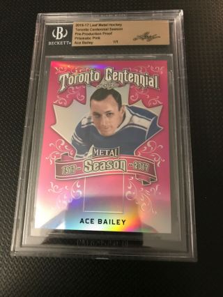 2016 - 17 Leaf Metal Hockey Prismatic Pink Pre Production Proof 1/1 Ace Bailey
