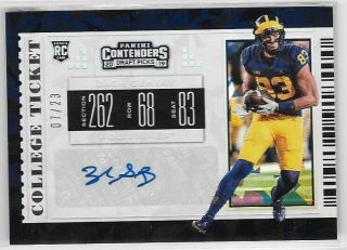 Zach Gentry 2019 Contenders College Ticket Rc Auto Cracked Ice 
