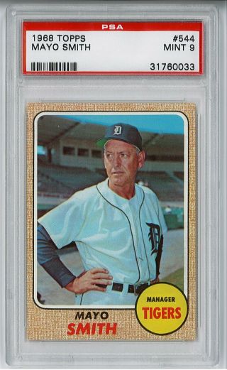 1968 Topps 544 Mayo Smith Manager Detroit Tigers Psa 9