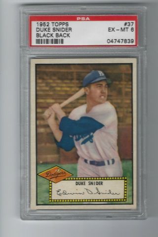 1952 Topps Duke Snider 37 Psa 6 Dodgers