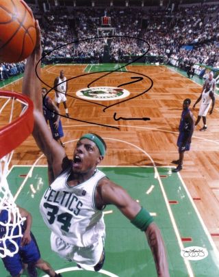 Paul Pierce Signed Boston Celtics 8x10 Color Nba Action Photo Jsa Authenticated