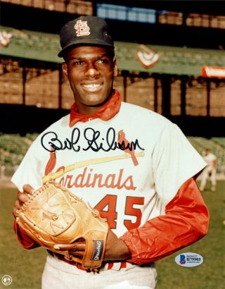 Bob Gibson Autographed 8x10 Photo Cardinals Signed In Black Beckett Bas 153141