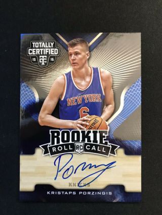 Kristaps Porzingis Totally Certified 2015 - 16 Rookie Roll Call /99 On Card Auto