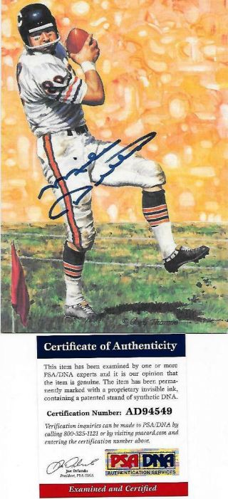 Mike Ditka Signed Goal Line Art Card Pro Football Hall Of Fame Hof Auto Psa/dna