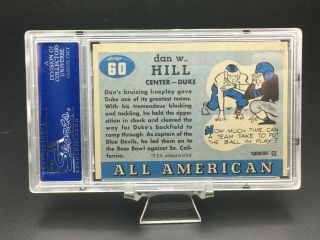 1955 TOPPS ALL AMERICAN FOOTBALL DAN TIGER HILL PSA EX - MT 6 60 DUKE BLUE DEVILS 2