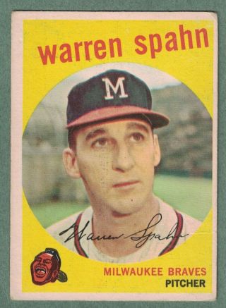 1959 Topps 40b Warren Spahn,  3 In 1931 Is Partially Obscured