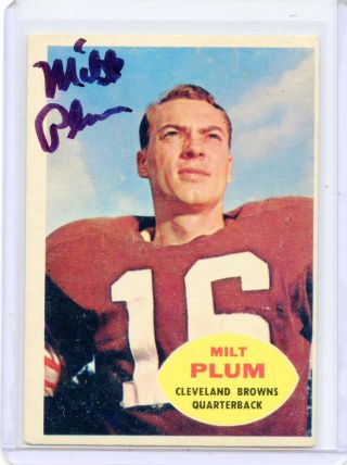 1960 Topps Football 22 Milt Plum,  Autograph,  Cleveland Browns 122217